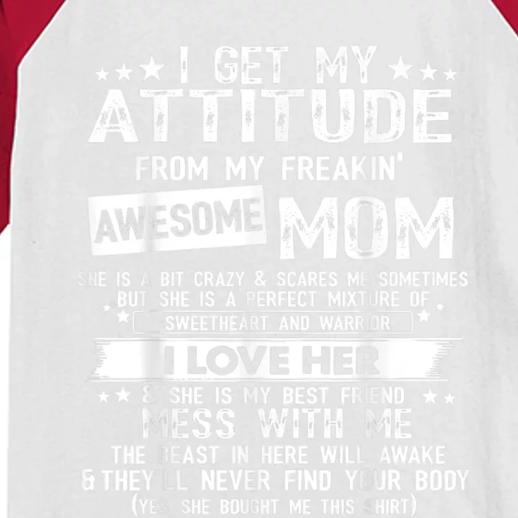 I Get My Attitude From My Freaking Awesome Mom Funny Kids Colorblock Raglan Jersey