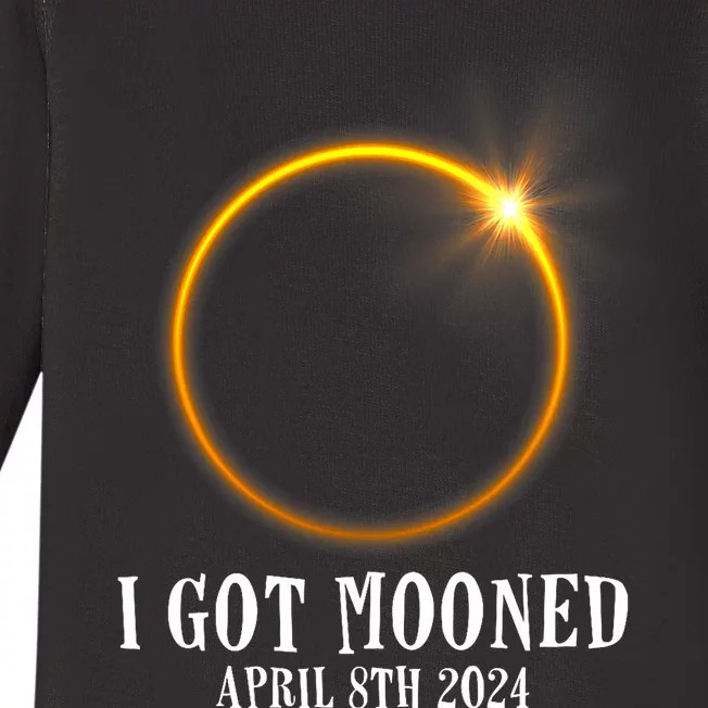 I Got Mooned 4.08.24 Total Solar Eclipse 2024 Baby Long Sleeve Bodysuit