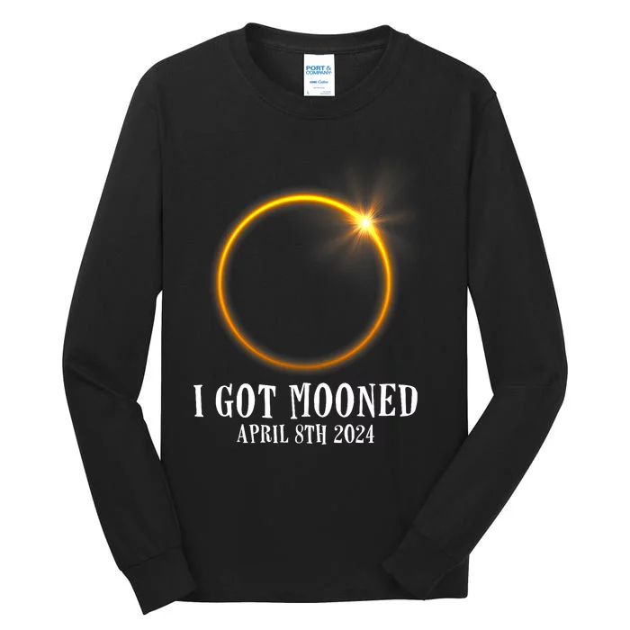 I Got Mooned 4.08.24 Total Solar Eclipse 2024 Tall Long Sleeve T-Shirt