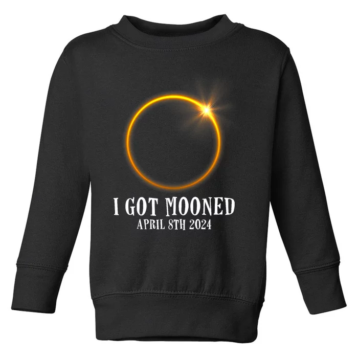 I Got Mooned 4.08.24 Total Solar Eclipse 2024 Toddler Sweatshirt