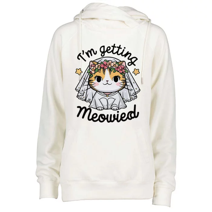 IM Getting Meowied Bridesmaid Bachelorette Party Kawaii Cat Womens Funnel Neck Pullover Hood