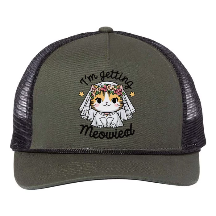 IM Getting Meowied Bridesmaid Bachelorette Party Kawaii Cat Retro Rope Trucker Hat Cap