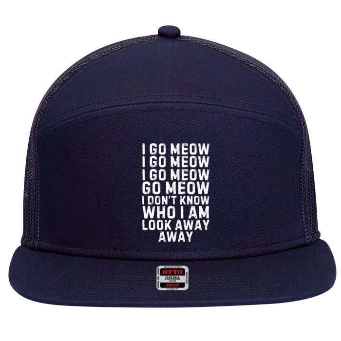 I Go Meow Funny Singing Cat 7 Panel Mesh Trucker Snapback Hat