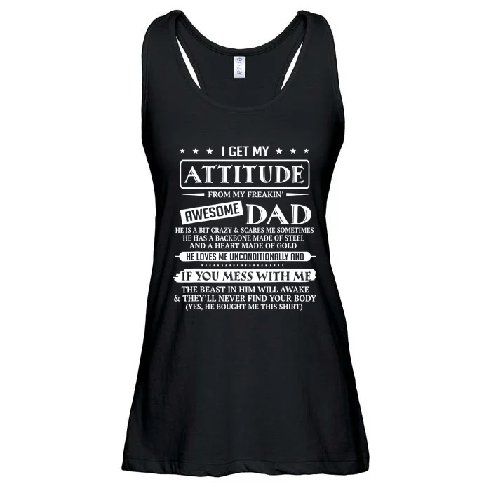 I Get My Attitude From My Freaking Awesome Dad Father's Day Ladies Essential Flowy Tank