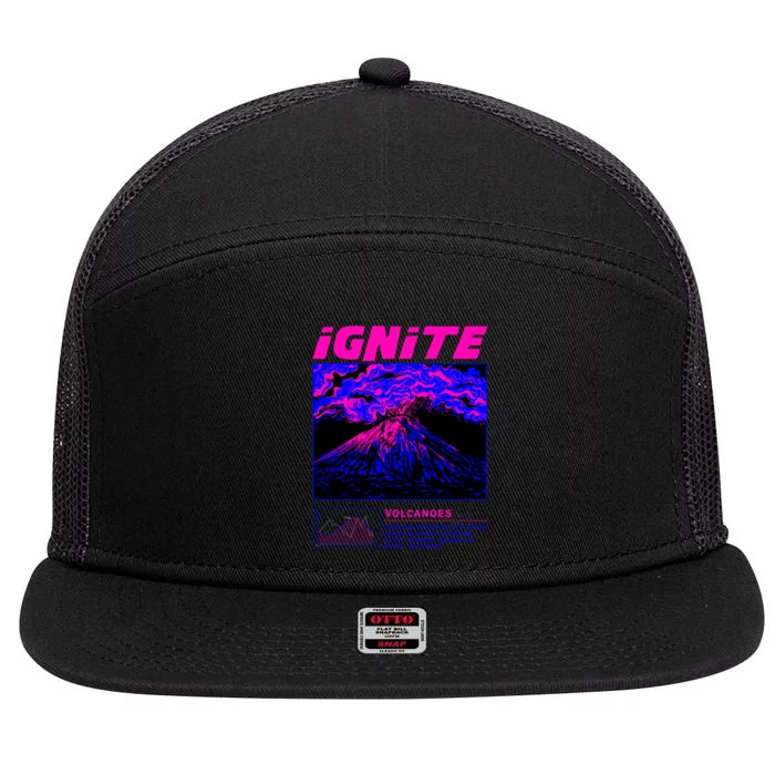 Ignite Volcano Illustration 7 Panel Mesh Trucker Snapback Hat