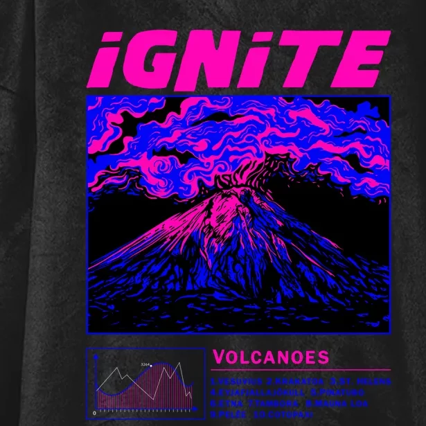 Ignite Volcano Illustration Hooded Wearable Blanket