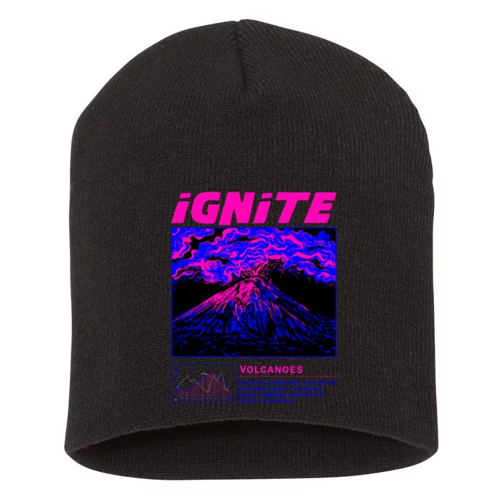 Ignite Volcano Illustration Short Acrylic Beanie