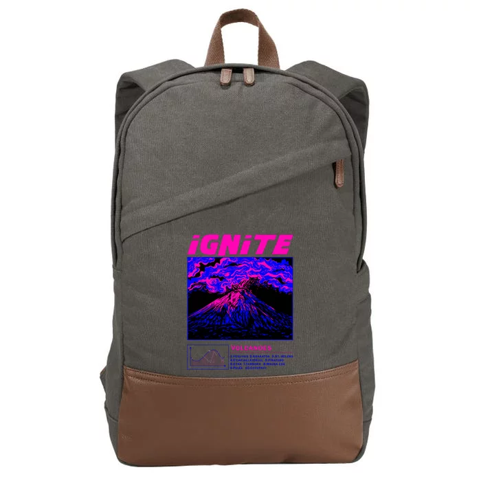 Ignite Volcano Illustration Cotton Canvas Backpack