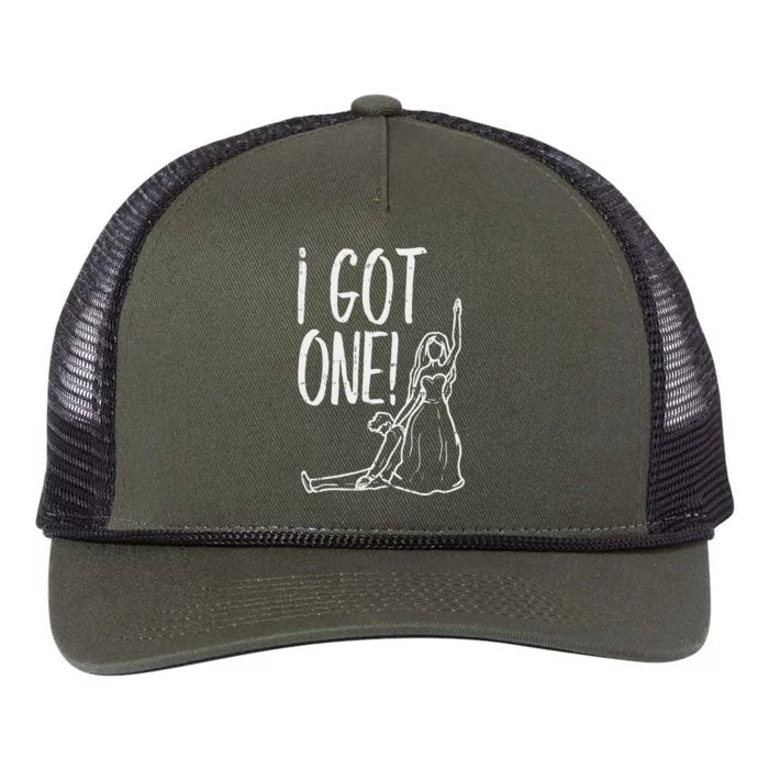 I Got One Bride Bachelorette Wedding Just Married Retro Rope Trucker Hat Cap