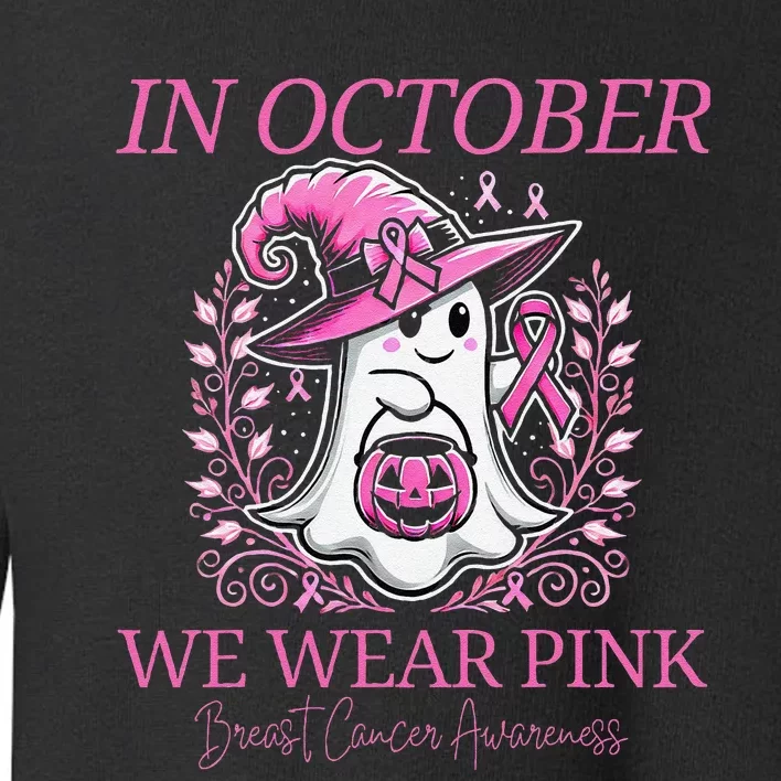 In Ghost October Breast Cancer Awareness Halloween Toddler Sweatshirt