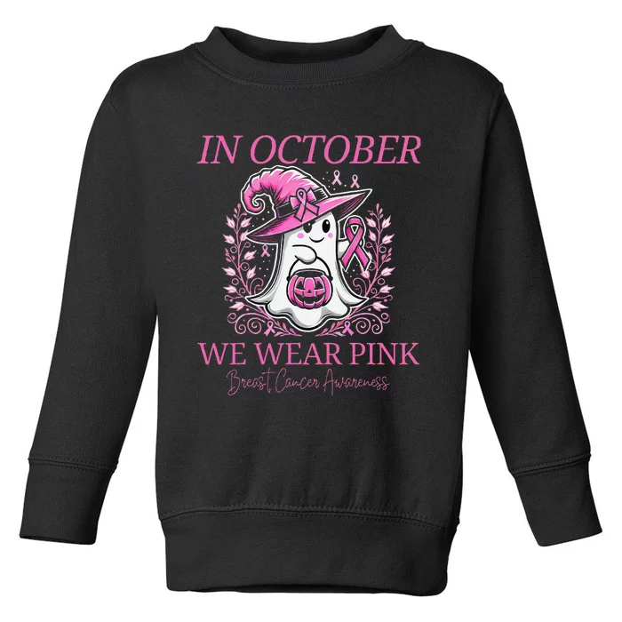 In Ghost October Breast Cancer Awareness Halloween Toddler Sweatshirt