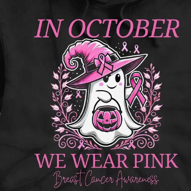 In Ghost October Breast Cancer Awareness Halloween Tie Dye Hoodie