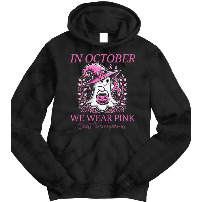 In Ghost October Breast Cancer Awareness Halloween Tie Dye Hoodie