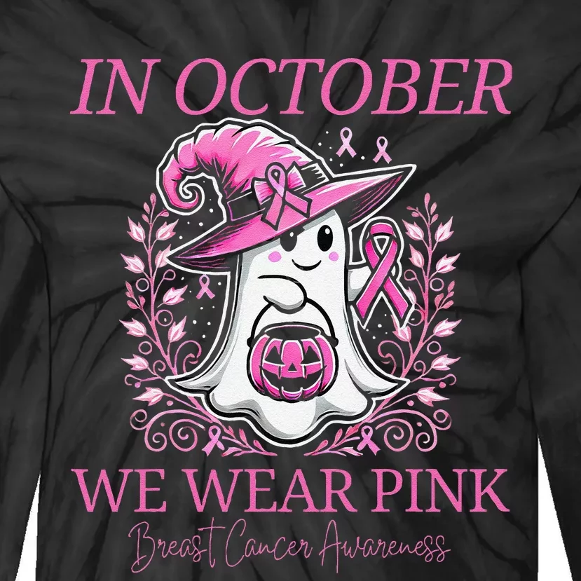 In Ghost October Breast Cancer Awareness Halloween Tie-Dye Long Sleeve Shirt