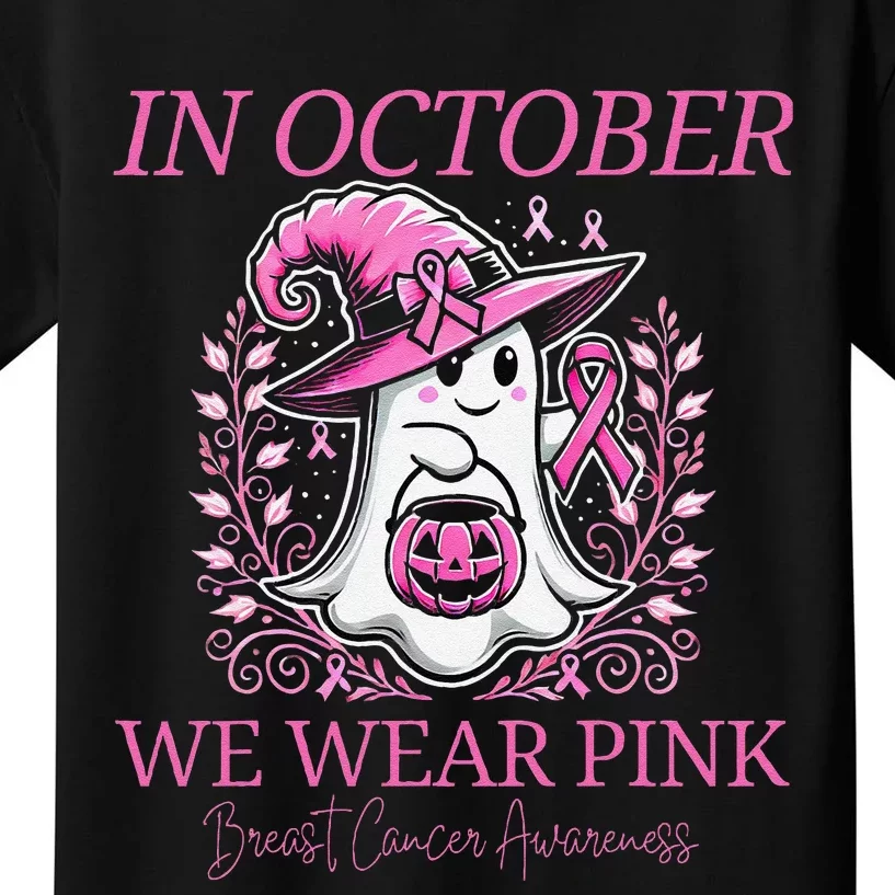 In Ghost October Breast Cancer Awareness Halloween Kids T-Shirt