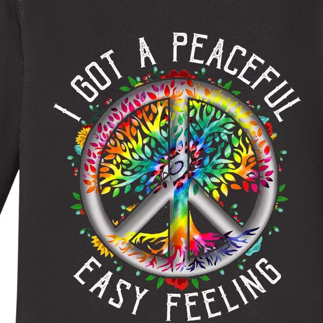 I Got Peaceful Easyfeeling Tie Dye Hippie 1960s Peaceful Baby Long Sleeve Bodysuit