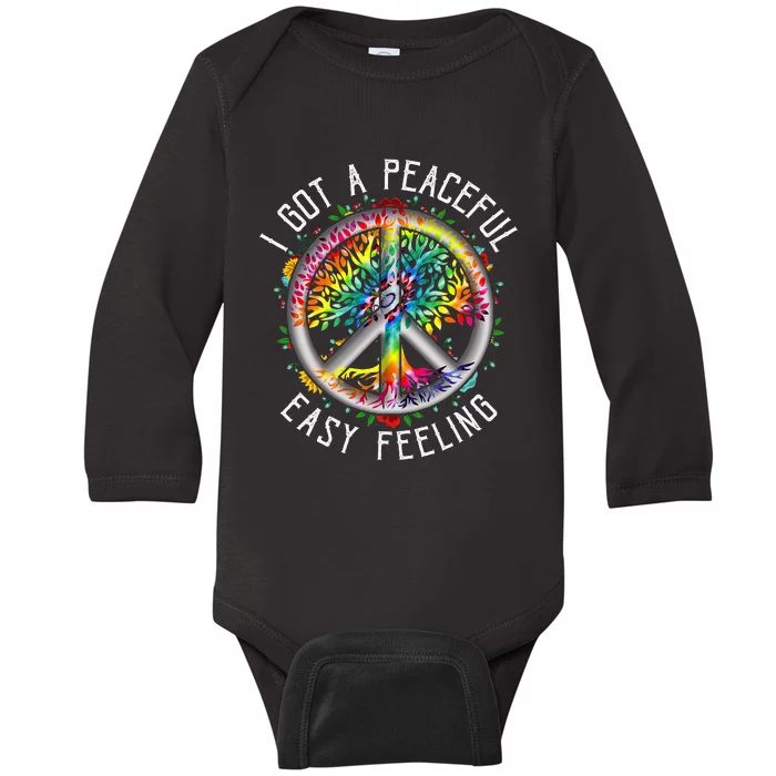 I Got Peaceful Easyfeeling Tie Dye Hippie 1960s Peaceful Baby Long Sleeve Bodysuit