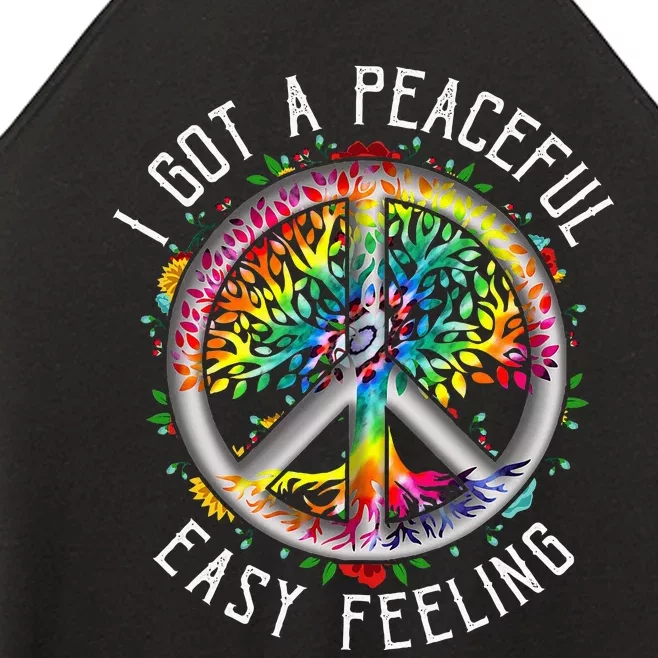 I Got Peaceful Easyfeeling Tie Dye Hippie 1960s Peaceful Women’s Perfect Tri Rocker Tank