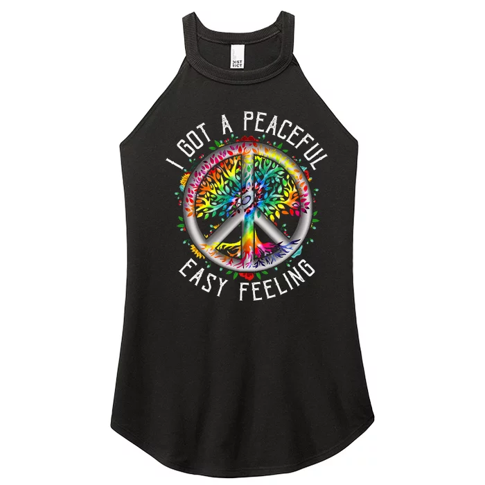 I Got Peaceful Easyfeeling Tie Dye Hippie 1960s Peaceful Women’s Perfect Tri Rocker Tank