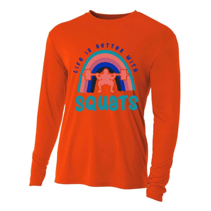 Ironic Gym Powerlifter Life With Squats Cool Gift Cooling Performance Long Sleeve Crew