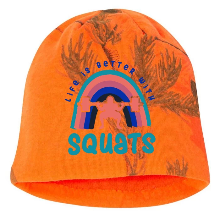 Ironic Gym Powerlifter Life With Squats Cool Gift Kati - Camo Knit Beanie