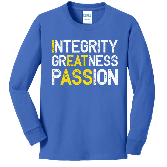 Integrity Greatness Passion Kids Long Sleeve Shirt