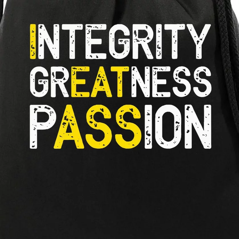 Integrity Greatness Passion Drawstring Bag