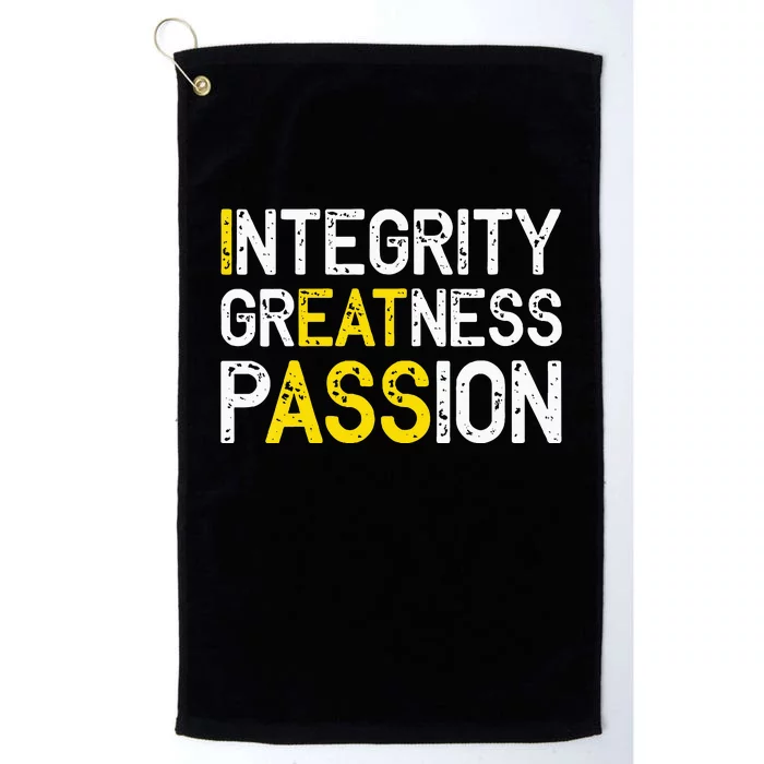 Integrity Greatness Passion Platinum Collection Golf Towel