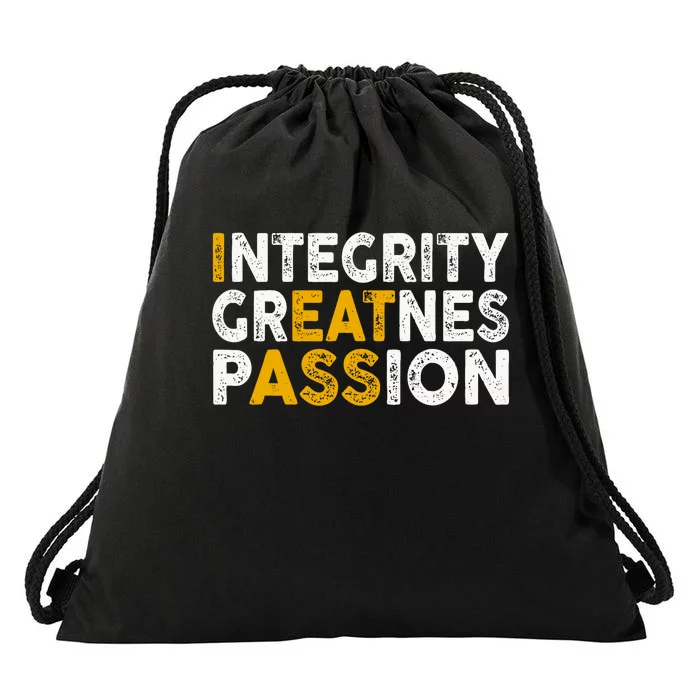 Integrity Greatness Passion Funny Drawstring Bag