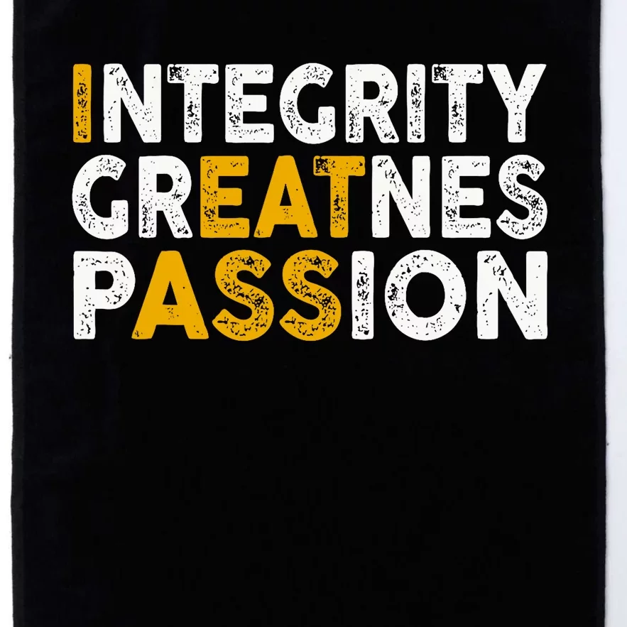 Integrity Greatness Passion Funny Platinum Collection Golf Towel