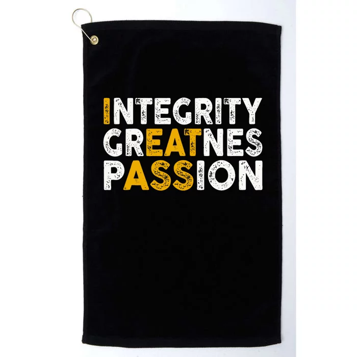 Integrity Greatness Passion Funny Platinum Collection Golf Towel