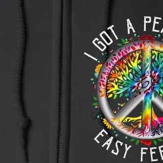 I Got Peaceful Easyfeeling Tie Dye Hippie 1960s Full Zip Hoodie