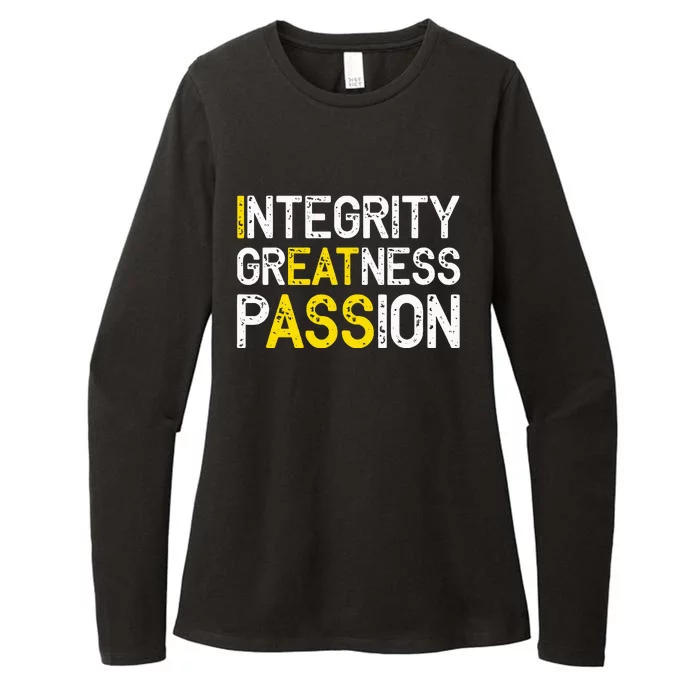 Integrity Greatness Passion Womens CVC Long Sleeve Shirt