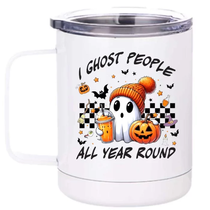 I Ghost People All Year Round Halloween Front & Back 12oz Stainless Steel Tumbler Cup