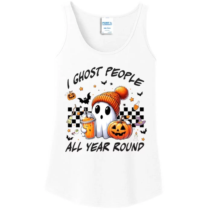 I Ghost People All Year Round Halloween Ladies Essential Tank