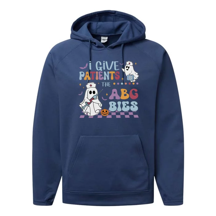 I Give Patients The ABC Bies Halloween Spooky Nurse Performance Fleece Hoodie