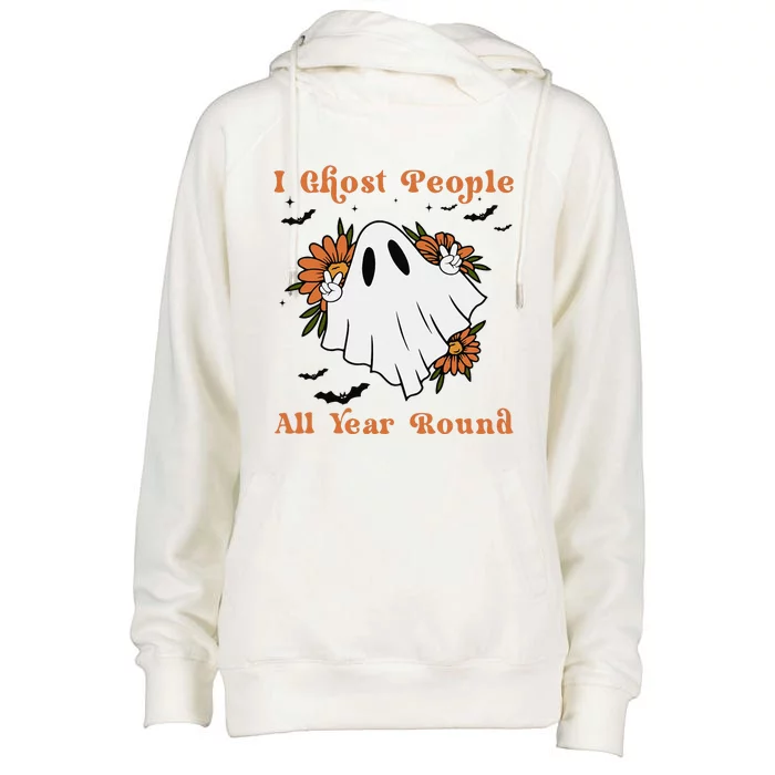 I Ghost People All Year Round Fun Boo Ghost Halloween Flower Womens Funnel Neck Pullover Hood