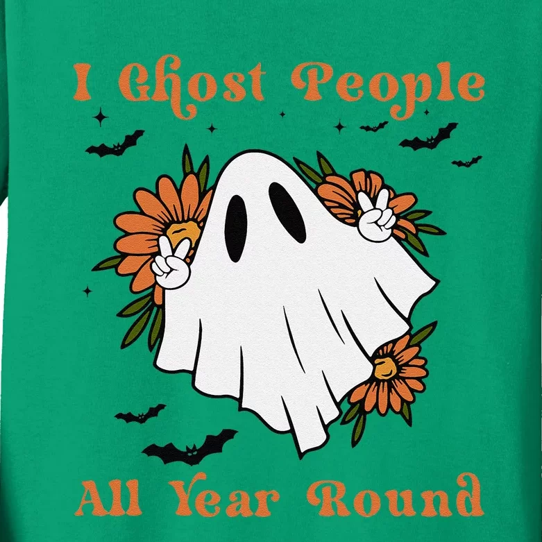 I Ghost People All Year Round Fun Boo Ghost Halloween Flower Kids Long Sleeve Shirt