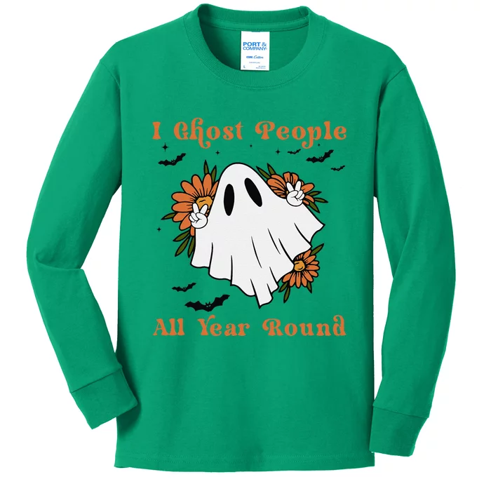 I Ghost People All Year Round Fun Boo Ghost Halloween Flower Kids Long Sleeve Shirt