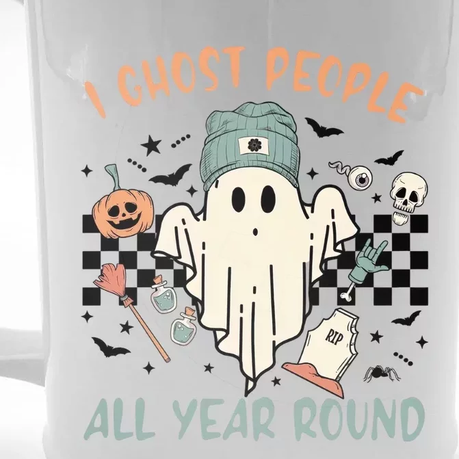 I Ghost People All Year Round Cool Ghost Halloween Retro Spooky Front & Back Beer Stein