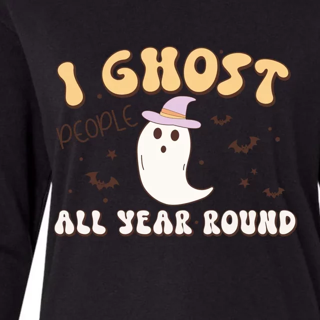 I Ghost People All Year Round Retro Halloween Ghost Costume Gift Womens Cotton Relaxed Long Sleeve T-Shirt