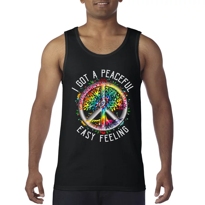 I Got Peaceful Easyfeeling Tie Dye Hippie 1960s Peaceful Tank Top