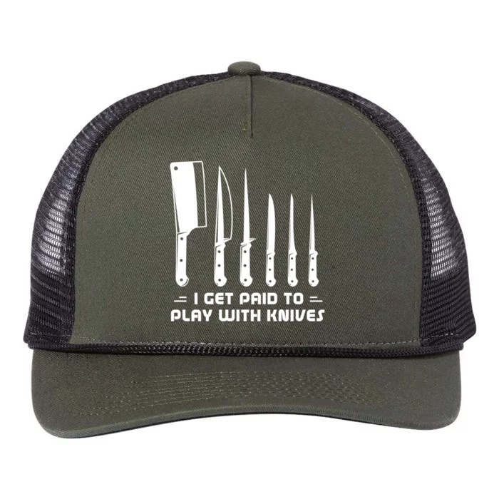 I Get Paid To Play With Knives Funny Gift Cook Cooking Sous Chef Gift Retro Rope Trucker Hat Cap