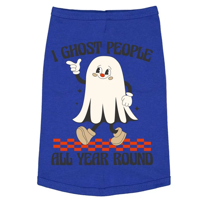 I Ghost People All Year Round Retro Cute Halloween Humor Gift Doggie Tank