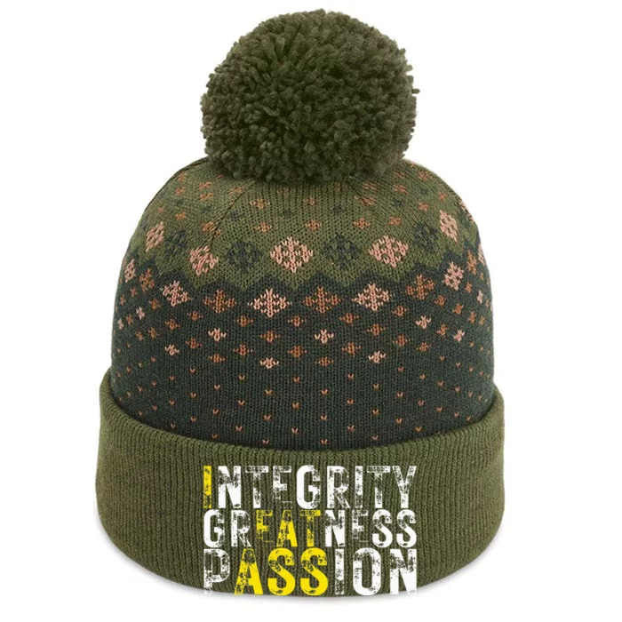 Integrity Greatness Passion The Baniff Cuffed Pom Beanie