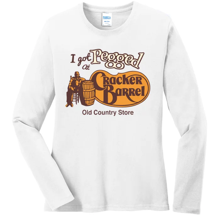 I Got Pegged At Cracker Barrel Old Country Ladies Long Sleeve Shirt