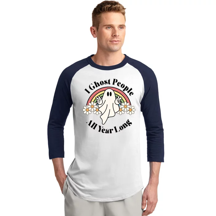 I Ghost People All Year Long Halloween Rainbow Baseball Sleeve Shirt