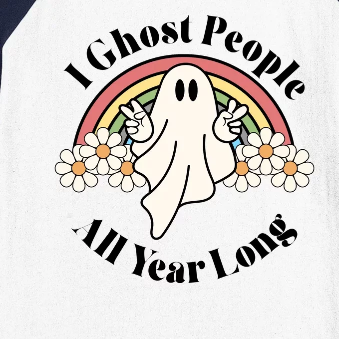 I Ghost People All Year Long Halloween Rainbow Baseball Sleeve Shirt