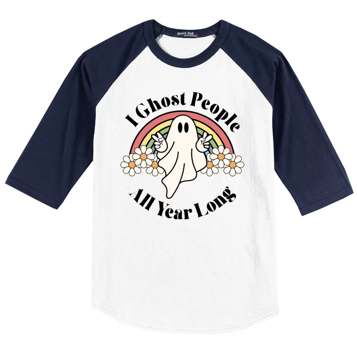 I Ghost People All Year Long Halloween Rainbow Baseball Sleeve Shirt