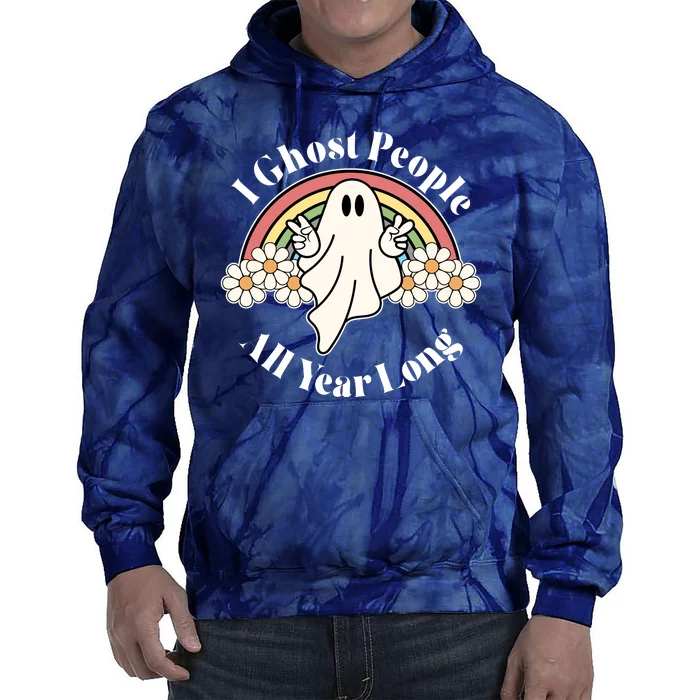 I Ghost People All Year Long Halloween Rainbow Tie Dye Hoodie